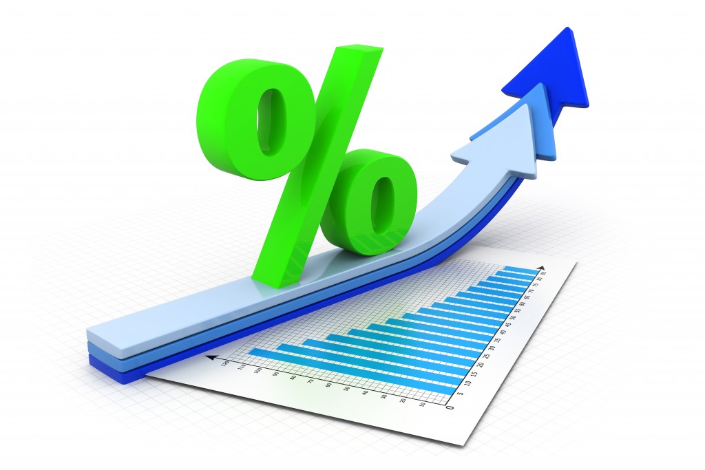 Percentage symbol and arrow graphs